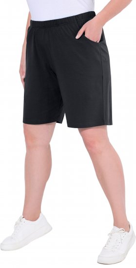 Ulla Popken Stretch Knit Bermuda Shorts Black - Džíny & Kalhoty ve Velkých Velikostech – Plus Size - 