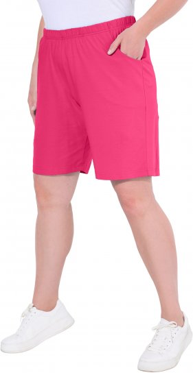 Ulla Popken Stretch Knit Bermuda Shorts Red - Džíny & Kalhoty ve Velkých Velikostech – Plus Size - 