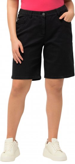 Ulla Popken Basic Denim Mandy Bermuda Shorts Black - Džíny & Kalhoty ve Velkých Velikostech – Plus Size - 