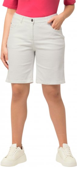 Ulla Popken Basic Denim Mandy Bermuda Shorts Snow White - Džíny & Kalhoty ve Velkých Velikostech – Plus Size - 