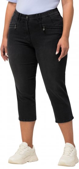 Ulla Popken Cropped Stretch Blend Mony Jeans Black - Džíny & Kalhoty ve Velkých Velikostech – Plus Size - 