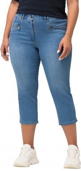 Ulla Popken Cropped Stretch Blend Mony Jeans Blue - Džíny & Kalhoty ve Velkých Velikostech – Plus Size - 