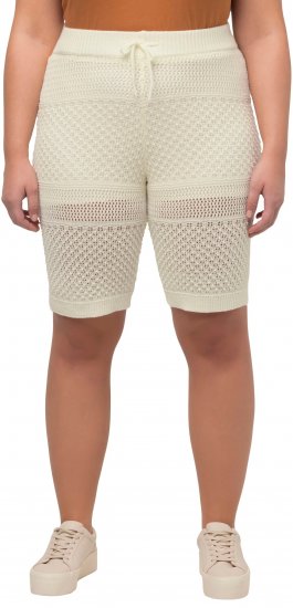 Ulla Popken Crochet Bermuda Layered Look Shorts White - Džíny & Kalhoty ve Velkých Velikostech – Plus Size - 