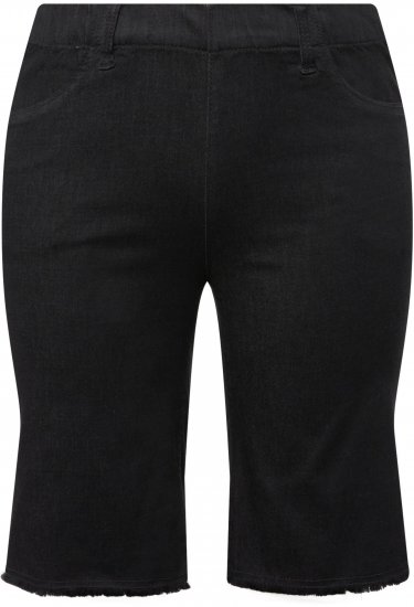 Ulla Popken Frayed Hemline Elastic Waistband Bermuda Shorts Black - Džíny & Kalhoty ve Velkých Velikostech – Plus Size - 