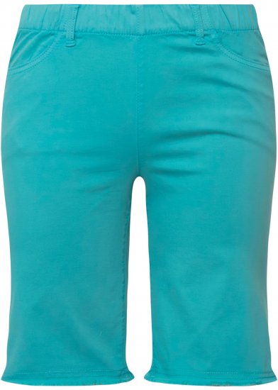 Ulla Popken Frayed Hemline Elastic Waistband Bermuda Shorts Bright Turquoise - Džíny & Kalhoty ve Velkých Velikostech – Plus Size - 