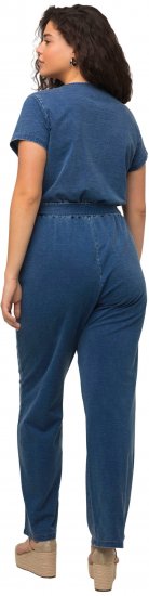 Ulla Popken Wrap Look Short Sleeve Denim Jumpsuit Blue - Džíny & Kalhoty ve Velkých Velikostech – Plus Size - 