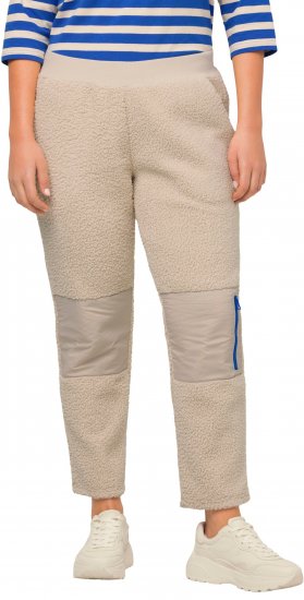 Ulla Popken Teddy Fleece Knee Patch Pants Beige - Džíny & Kalhoty ve Velkých Velikostech – Plus Size - 