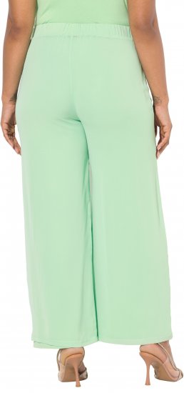 Ulla Popken Layered Chiffon Wide Leg Pants Green - Džíny & Kalhoty ve Velkých Velikostech – Plus Size - 