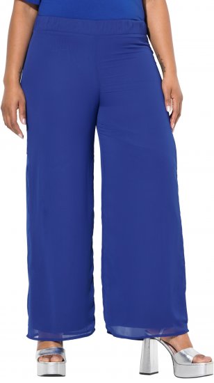 Ulla Popken Layered Chiffon Wide Leg Pants Blue - Džíny & Kalhoty ve Velkých Velikostech – Plus Size - 