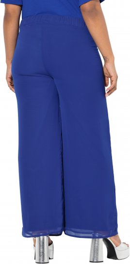 Ulla Popken Layered Chiffon Wide Leg Pants Blue - Džíny & Kalhoty ve Velkých Velikostech – Plus Size - 