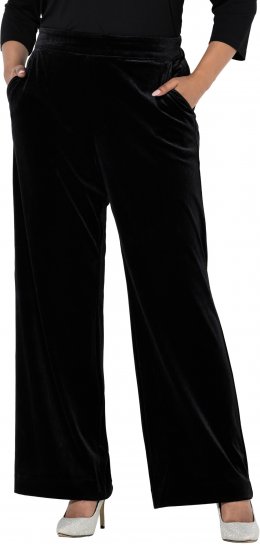 Ulla Popken Velvet Suit Pants Black - Džíny & Kalhoty ve Velkých Velikostech – Plus Size - 