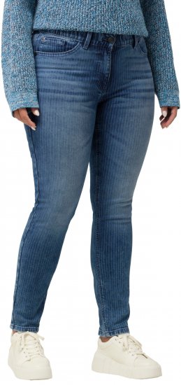 Ulla Popken Textured Stripe Sarah Slim Fit Jeans Blue - Džíny & Kalhoty ve Velkých Velikostech – Plus Size - 