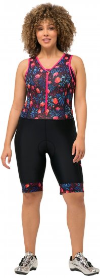 Ulla Popken Functional Padded Zip Front Cycling Leotard Black - Džíny & Kalhoty ve Velkých Velikostech – Plus Size - 