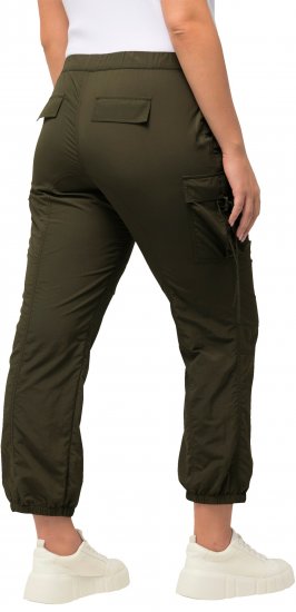 Ulla Popken Elastic Waist Cargo Pants Olives Grey - Džíny & Kalhoty ve Velkých Velikostech – Plus Size - 