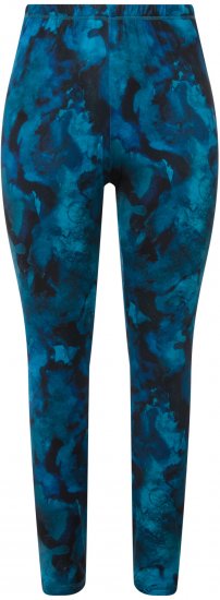 Ulla Popken Ink Print Functional Ski Leggings Blue - Džíny & Kalhoty ve Velkých Velikostech – Plus Size - 