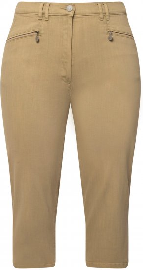 Ulla Popken Cropped Stretch Fit Mony Pants Dark Putty - Džíny & Kalhoty ve Velkých Velikostech – Plus Size - 