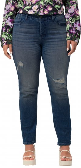 Ulla Popken Sammy Destroy 5 Pocket Jeans Blue Denim - Džíny & Kalhoty ve Velkých Velikostech – Plus Size - 