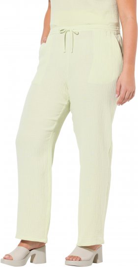 Ulla Popken Muslin Pull On Pants Green - Džíny & Kalhoty ve Velkých Velikostech – Plus Size - 