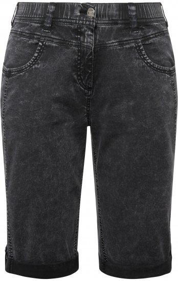 Ulla Popken Denim Acid Wash Bermuda Shorts Black - Džíny & Kalhoty ve Velkých Velikostech – Plus Size - 