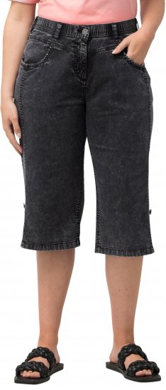 Ulla Popken Denim Acid Wash Bermuda Shorts Black - Džíny & Kalhoty ve Velkých Velikostech – Plus Size - 