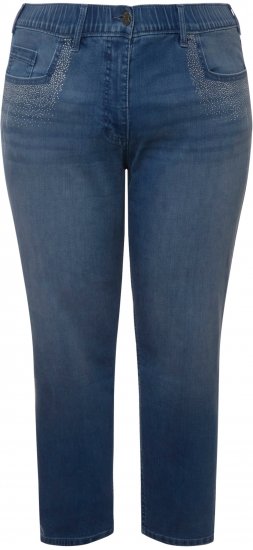 Ulla Popken Rhinestone Detail Stretch Fit Skinny Jeans Blue Denim - Džíny & Kalhoty ve Velkých Velikostech – Plus Size - 