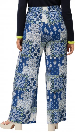 Ulla Popken Paisley Straight Leg Pull On Pants Blue - Džíny & Kalhoty ve Velkých Velikostech – Plus Size - 