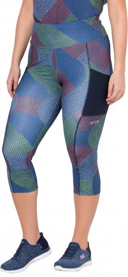 Ulla Popken Quick Dry Cropped Geometric Print Leggings Grey - Džíny & Kalhoty ve Velkých Velikostech – Plus Size - 