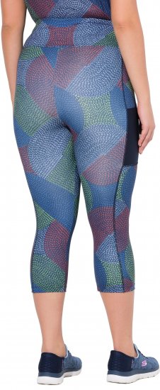 Ulla Popken Quick Dry Cropped Geometric Print Leggings Grey - Džíny & Kalhoty ve Velkých Velikostech – Plus Size - 