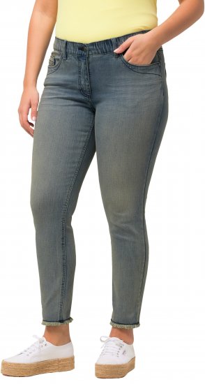Ulla Popken Fringed Hem Sarah Jeans Blue - Džíny & Kalhoty ve Velkých Velikostech – Plus Size - 