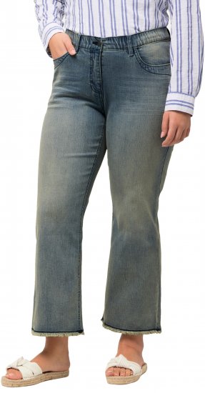 Ulla Popken Fringed Leg Mandy Jeans Blue - Džíny & Kalhoty ve Velkých Velikostech – Plus Size - 