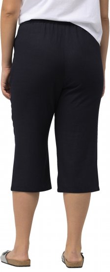 Ulla Popken Cropped Linen Blend Elastic Waist Pants Navy - Džíny & Kalhoty ve Velkých Velikostech – Plus Size - 