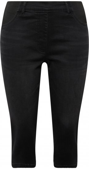 Ulla Popken Sienna Stretch Denim Capris Black - Džíny & Kalhoty ve Velkých Velikostech – Plus Size - 