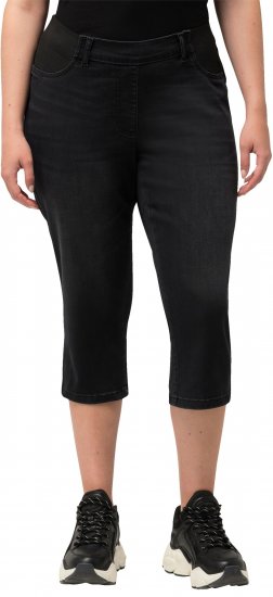 Ulla Popken Sienna Stretch Denim Capris Black - Džíny & Kalhoty ve Velkých Velikostech – Plus Size - 