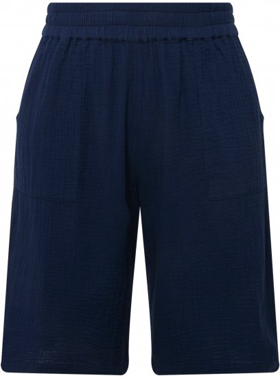 Ulla Popken Muslin Elastic Waist Wide Leg Shorts Blue - Džíny & Kalhoty ve Velkých Velikostech – Plus Size - 