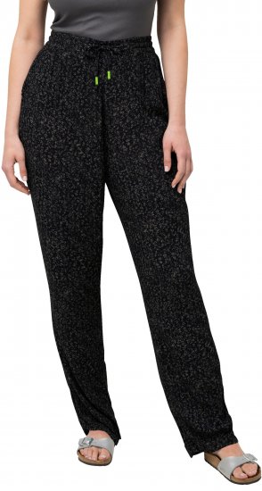Ulla Popken Speckled Crepe Pull On Pants Black - Džíny & Kalhoty ve Velkých Velikostech – Plus Size - 