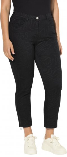 Ulla Popken Animal Print Stretch Fit Jeans Black - Džíny & Kalhoty ve Velkých Velikostech – Plus Size - 