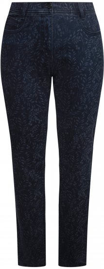 Ulla Popken Leaf Print Boyfriend Jeans Blue - Džíny & Kalhoty ve Velkých Velikostech – Plus Size - 