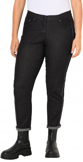 Ulla Popken Raw Denim Stripe Stretch Fit Jeans Black - Džíny & Kalhoty ve Velkých Velikostech – Plus Size - 