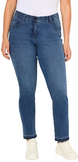 Ulla Popken Fringed Hem Stretch Fit Jeans Denim Blue - Džíny & Kalhoty ve Velkých Velikostech – Plus Size - 