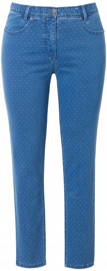 Ulla Popken Polka Dot Stretch Fit Jeans Blue Denim - Džíny & Kalhoty ve Velkých Velikostech – Plus Size - 