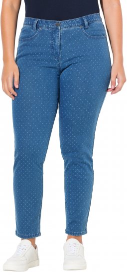 Ulla Popken Polka Dot Stretch Fit Jeans Blue Denim - Džíny & Kalhoty ve Velkých Velikostech – Plus Size - 