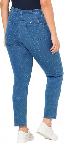 Ulla Popken Polka Dot Stretch Fit Jeans Blue Denim - Džíny & Kalhoty ve Velkých Velikostech – Plus Size - 