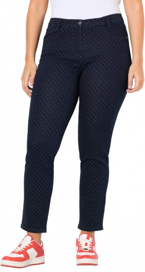 Ulla Popken Polka Dot Stretch Fit Jeans Denim Blue - Džíny & Kalhoty ve Velkých Velikostech – Plus Size - 
