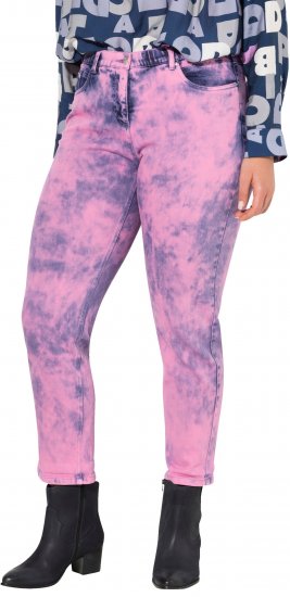 Ulla Popken Color Wash Stretch Fit Boyfriend Jeans Bold Pink - Džíny & Kalhoty ve Velkých Velikostech – Plus Size - 