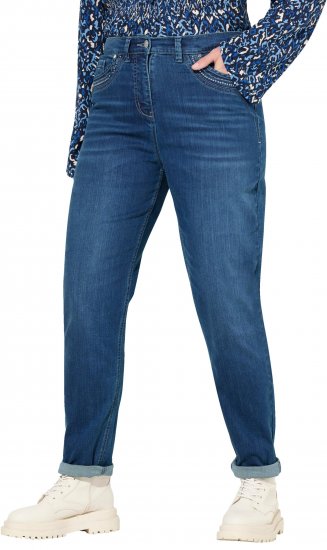 Ulla Popken Rivet Detail Mom Jeans Blue - Džíny & Kalhoty ve Velkých Velikostech – Plus Size - 