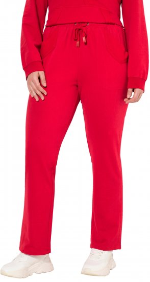 Ulla Popken Elastic Waist Sweatpants Red - Džíny & Kalhoty ve Velkých Velikostech – Plus Size - 