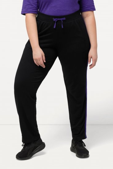 Ulla Popken Striped Elastic Waist Sweatpants Black - Džíny & Kalhoty ve Velkých Velikostech – Plus Size - 