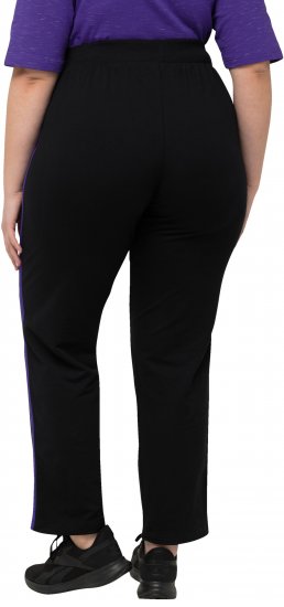 Ulla Popken Striped Elastic Waist Sweatpants Black - Džíny & Kalhoty ve Velkých Velikostech – Plus Size - 