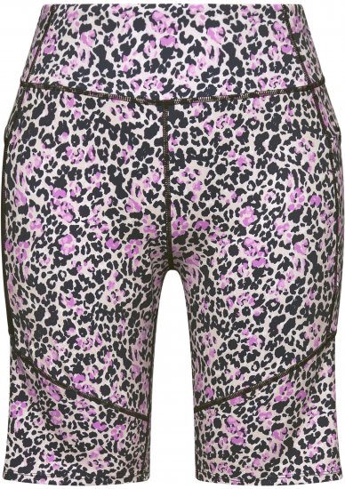 Ulla Popken Leopard Print Quick Drying Shorts Black - Džíny & Kalhoty ve Velkých Velikostech – Plus Size - 