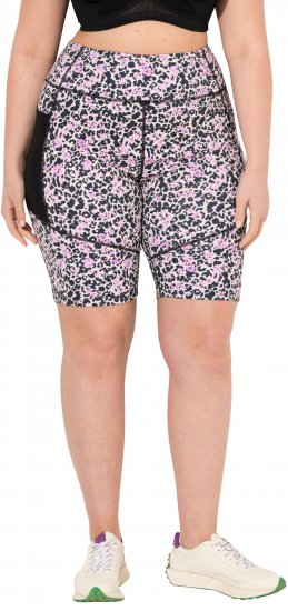 Ulla Popken Leopard Print Quick Drying Shorts Black - Džíny & Kalhoty ve Velkých Velikostech – Plus Size - 